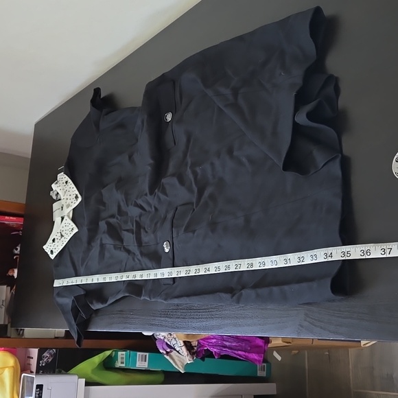 Karl Lagerfeld Studded Collared Mini Dress Black White Silver Mirrored Accents 8 - Picture 17 of 17